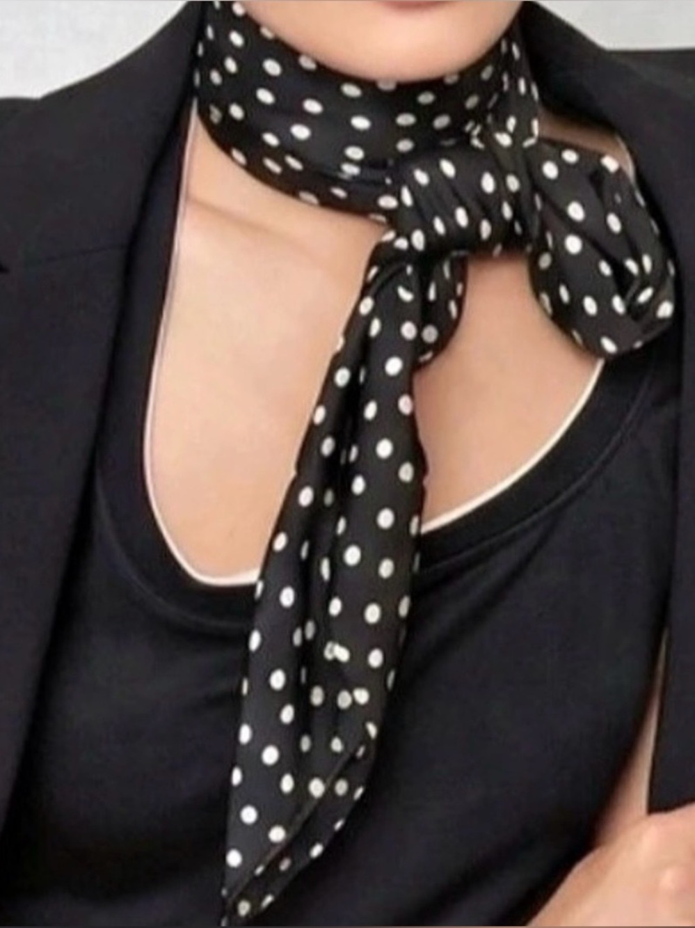 White House Black Market Black Polka Dot Square Scarf